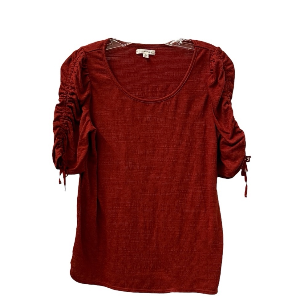 Max Studio Ruched Blouse with Drawstring Sleeves - image 1